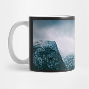 Closeup of Norwegian Mountains on Moody Winter Day Mug